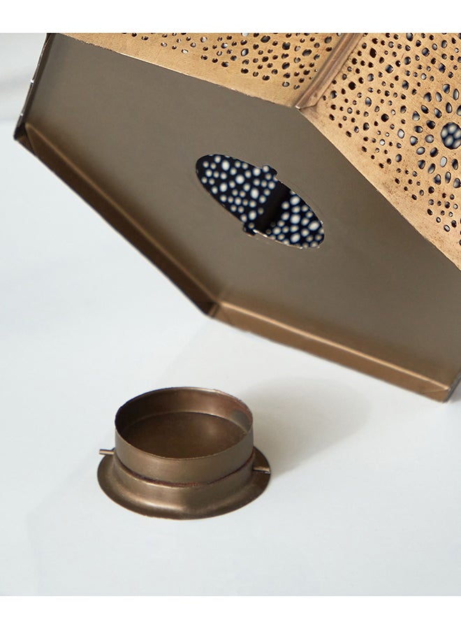 Home Box Isaba Antique Brass Metal Decorative Lantern - 17x17x21 cm - Image 5